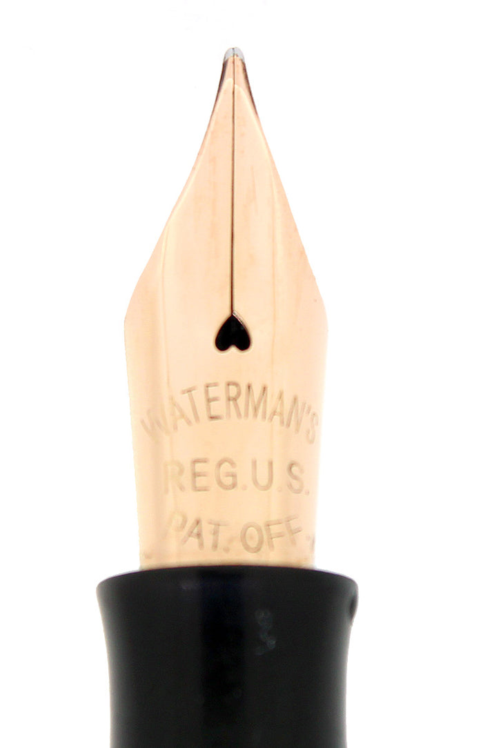 C1915 WATERMAN 14 PSF BLACK CHASED HARD RUBBER FOUNTAIN PEN RESTORED EXCELLENT OFFERED BY ANTIQUE DIGGER