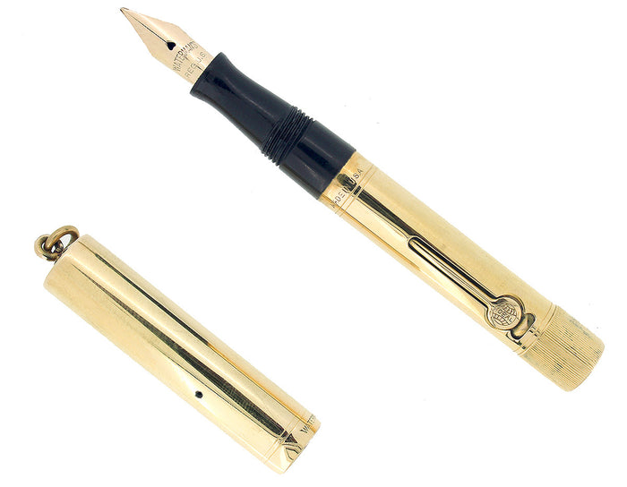 C1917 WATERMAN SMOOTH 18K GOLD FILLED 0552 1/2V F-BBB NIB FOUNTAIN PEN RESTORED OFFERED BY ANTIQUE DIGGER