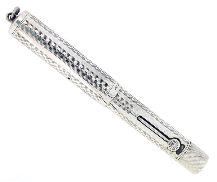 C1917 WATERMAN STERLING GOTHIC OVERLAY 452 1/2V XF-BBB NIB FOUNTAIN PEN RESTORED OFFERED BY ANTIQUE DIGGER