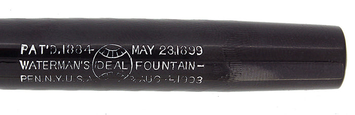 C1923 WATERMAN 52V BLACK CHASED HR FOUNTAIN PEN 14K F-BBB+ FLEX NIB RESTORED OFFERED BY ANTIQUE DIGGER