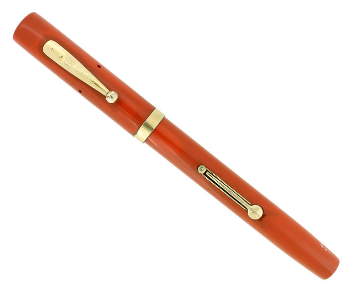C1925 WATERMAN #52 CARDINAL RED HARD RUBBER FOUNTAIN PEN F-BBB FLEX NIB RESTORED OFFERED BY ANTIQUE DIGGER
