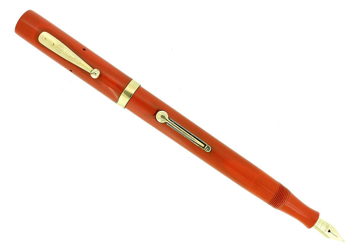 C1925 WATERMAN #52 CARDINAL RED HARD RUBBER FOUNTAIN PEN F-BBB FLEX NIB RESTORED OFFERED BY ANTIQUE DIGGER