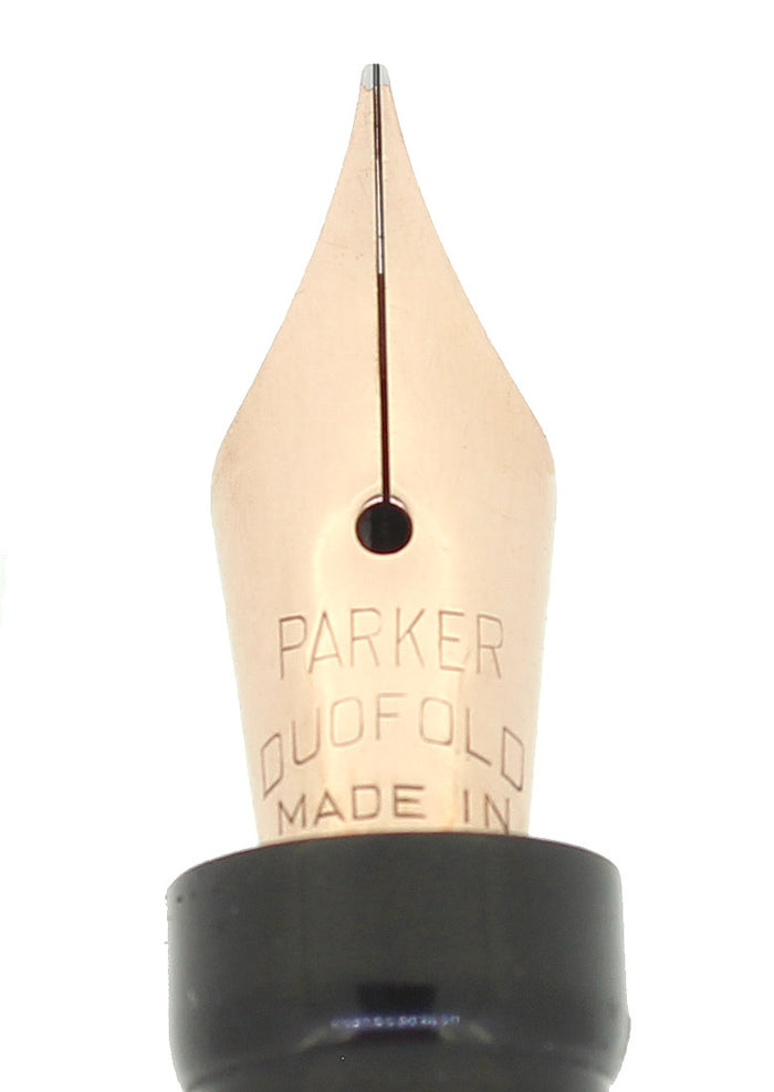 C1927 1ST YEAR PARKER LUCKY CURVE DUOFOLD LAPIS BLUEON BLUE FOUNTAIN PEN RESTORED OFFERED BY ANTIQUE DIGGER