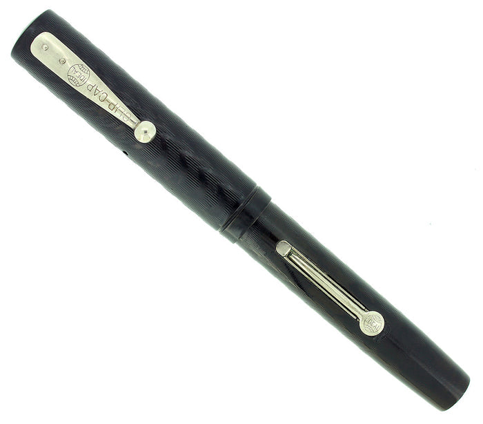 C1927 WATERMAN 52V BLACK CHASED HR FOUNTAIN PEN 14K F-BBB+ FLEX NIB RESTORED OFFERED BY ANTIQUE DIGGER