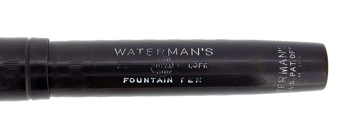 C1927 WATERMAN 52V BLACK CHASED HR FOUNTAIN PEN 14K F-BBB+ FLEX NIB RESTORED OFFERED BY ANTIQUE DIGGER
