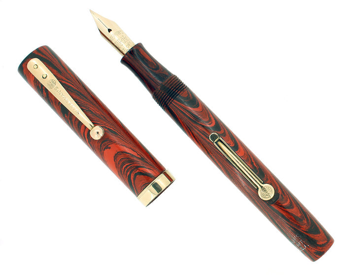 C1927 WATERMAN 52V RIPPLE RIPPLE M-BBB 2.04MM FLEX NIB FOUNTAIN PEN RESTORED OFFERED BY ANTIQUE DIGGER