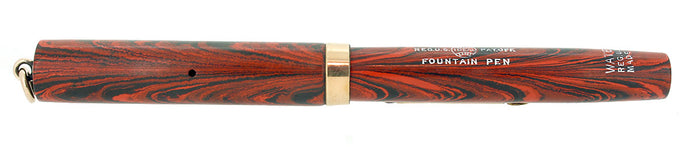 C1927 WATERMAN RED RIPPLE 52 1/2V F-BBB 2.04MM FLEX NIB FOUNTAIN PEN RESTORED OFFERED BY ANTIQUE DIGGER