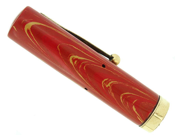 C1928 WATERMAN 52V ROSE RIPPLE HARD RUBBER FOUNTAIN PEN CAP 18K GOLD FILLED TRIM OFFERED BY ANTIQUE DIGGER