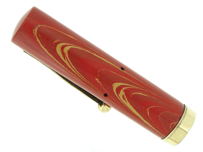 C1928 WATERMAN 52V ROSE RIPPLE HARD RUBBER FOUNTAIN PEN CAP 18K GOLD FILLED TRIM OFFERED BY ANTIQUE DIGGER