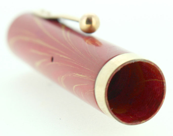 C1928 WATERMAN 52V ROSE RIPPLE HARD RUBBER FOUNTAIN PEN CAP 18K GOLD FILLED TRIM OFFERED BY ANTIQUE DIGGER
