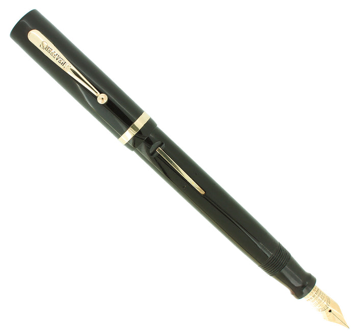 C1929 SHEAFFER WHITE DOT SENIOR FLAT TOP JET BLACK FOUNTAIN PEN RESTORED OFFERED BY ANTIQUE DIGGER