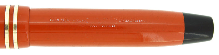 C1930 PARKER STREAMLINE DUOFOLD JR LACQUER RED FOUNTAIN PEN RESTORED OFFERED BY ANTIQUE DIGGER