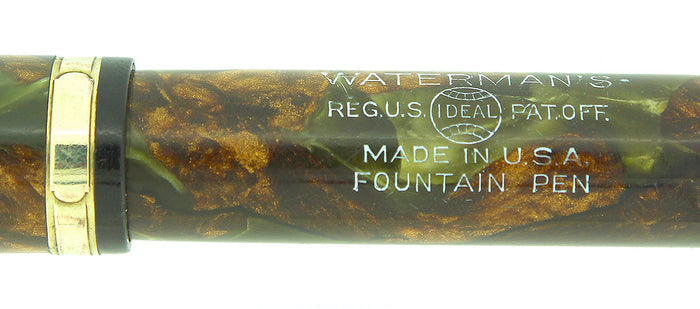 C1930 WATERMAN LADY PATRICIA MOSS AGATE FOUNTAIN PEN XF-BBB FLEX NIB RESTORED OFFERED BY ANTIQUE DIGGER