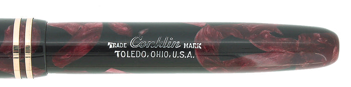 C1932 CONKLIN VEST POCKET ROSE & BLACK MARBLE FOUNTAIN PEN RESTORED OFFERED BY ANTIQUE DIGGER