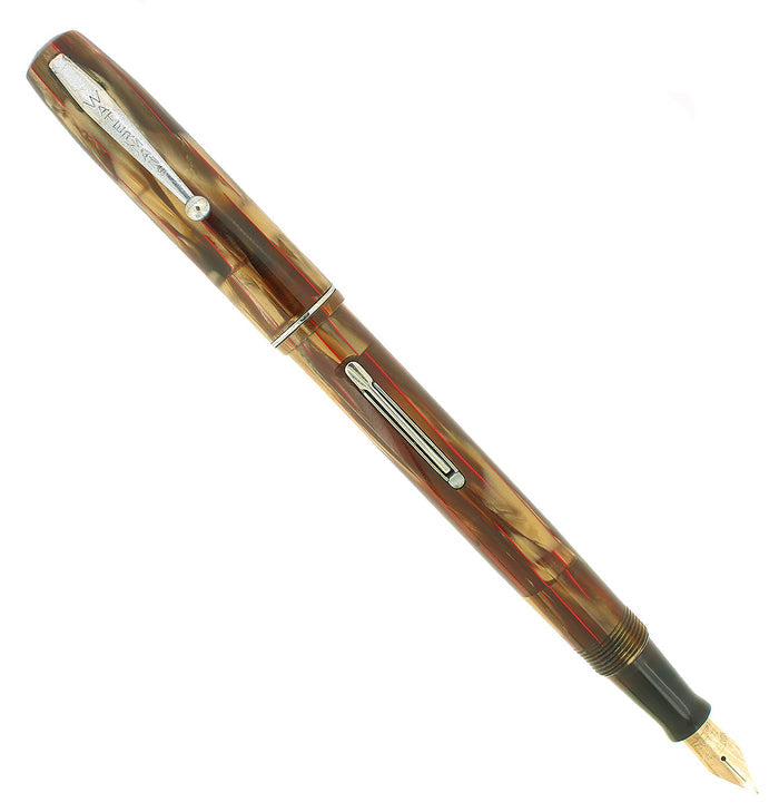 C1933 WATERMAN #32A GOLDEN PEARL BRONZE W/RED VEINS FOUNTAIN PEN RESTORED OFFERED BY ANTIQUE DIGGER