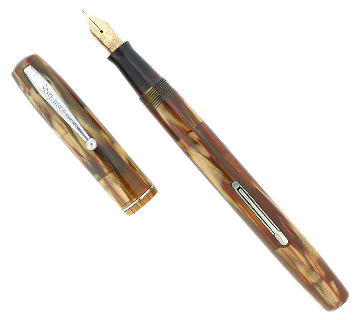 C1933 WATERMAN #32A GOLDEN PEARL BRONZE W/RED VEINS FOUNTAIN PEN RESTORED OFFERED BY ANTIQUE DIGGER
