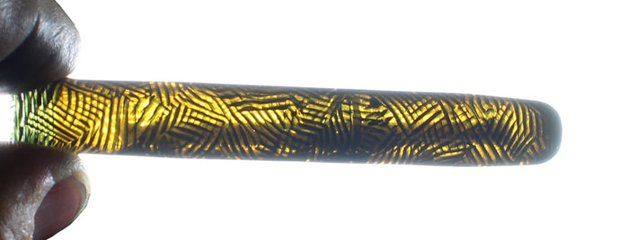 C1934 CONKLIN ALL AMERICAN GREEN BLACK CANDY STRIPE FOUNTAIN PEN RESTORED NEAR MINT OFFERED BY ANTIQUE DIGGER