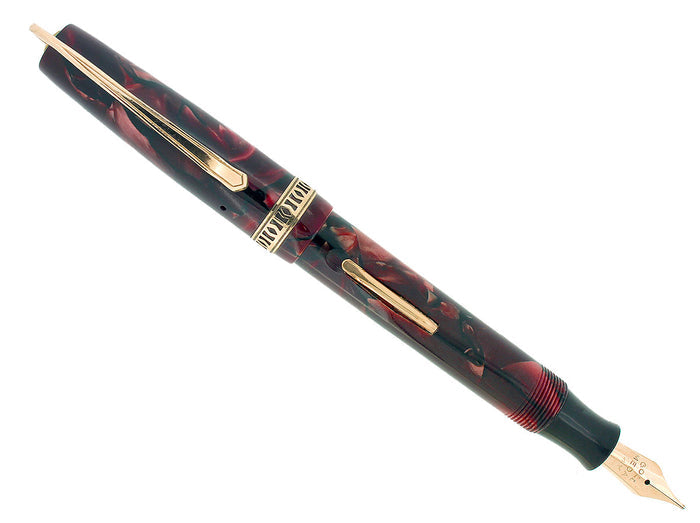 C1934 GOLD MEDAL COMRADE MARBLE BURGUNDY FOUNTAIN 14K M-BBB NIB PEN RESTORED OFFERED BY ANTIQUE DIGGER