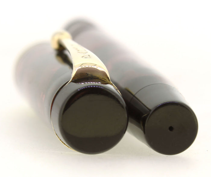 C1934 PARKER JR STREAMLINE DUOFOLD BURGUNDY BLACK FOUNTAIN PEN RESTORED OFFERED BY ANTIQUE DIGGER