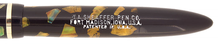 C1935 SHEAFFER SHORT SLENDER EBONIZED PEARL BALANCE FOUNTAIN PEN RESTORED OFFERED BY ANTIQUE DIGGER