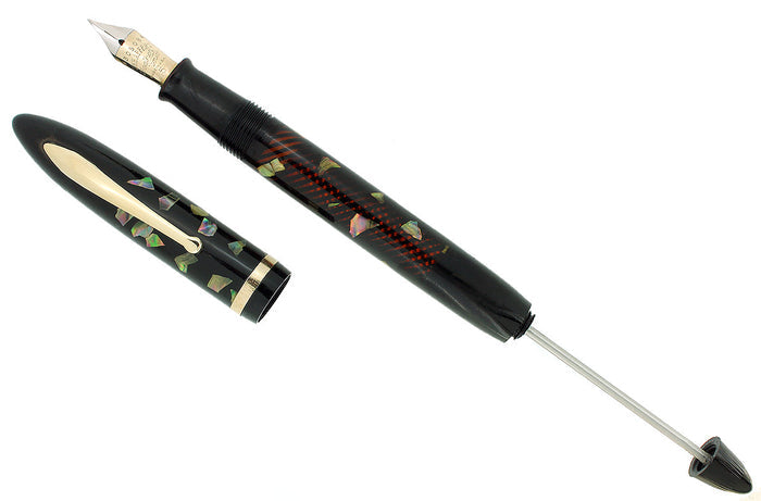 C1936 SHEAFFER ADMIRAL BALANCE VAC-FILL EBONIZED PEARL FOUNTAIN PEN RESTORED OFFERED BY ANTIQUE DIGGER