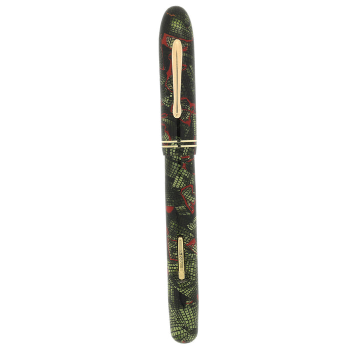 C1938 CONKLIN ALL AMERICAN REPTILIAN FOLIAGE RED VEIN FOUNTAIN PEN RESTORED OFFERED BY ANTIQUE DIGGER