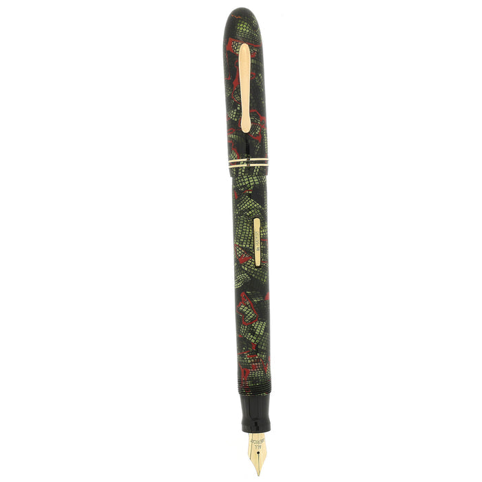 C1938 CONKLIN ALL AMERICAN REPTILIAN FOLIAGE RED VEIN FOUNTAIN PEN RESTORED OFFERED BY ANTIQUE DIGGER