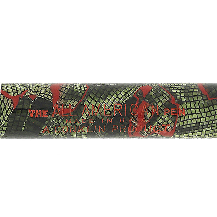 C1938 CONKLIN ALL AMERICAN REPTILIAN FOLIAGE RED VEIN FOUNTAIN PEN RESTORED OFFERED BY ANTIQUE DIGGER