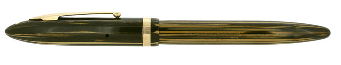 C1938 SHEAFFER LONG SLENDER BALANCE GOLDEN BROWN STRIATED FOUNTAIN PEN RESTORED OFFERED BY ANTIQUE DIGGER