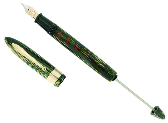 C1938 SHEAFFER  MARINE GREEN STANDARD BALANCE FOUNTAIN PEN PLUNGER FILL RESTORED OFFERED BY ANTIQUE DIGGER
