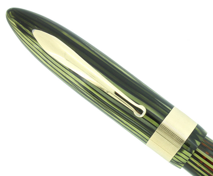 C1938 SHEAFFER  MARINE GREEN STANDARD BALANCE FOUNTAIN PEN PLUNGER FILL RESTORED OFFERED BY ANTIQUE DIGGER