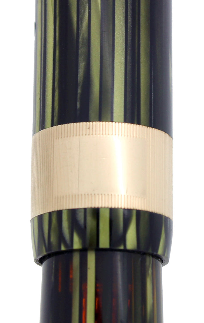 C1938 SHEAFFER  MARINE GREEN STANDARD BALANCE FOUNTAIN PEN PLUNGER FILL RESTORED OFFERED BY ANTIQUE DIGGER