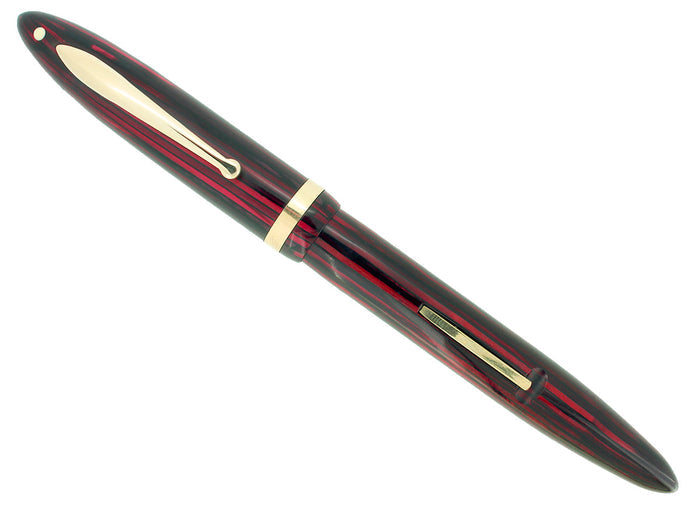C1938 SHEAFFER STANDARD SIZE CARMINE RED BALANCE FOUNTAIN PEN F-BB FLEX NIB RESTORED OFFERED BY ANTIQUE DIGGER
