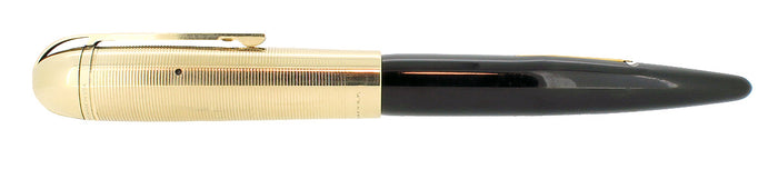C1942 EVERSHARP SKYLINE GOLD CAP BLACK BARREL FOUNTAIN PEN SET NOS MINT STICKER OFFERED BY ANTIQUE DIGGER