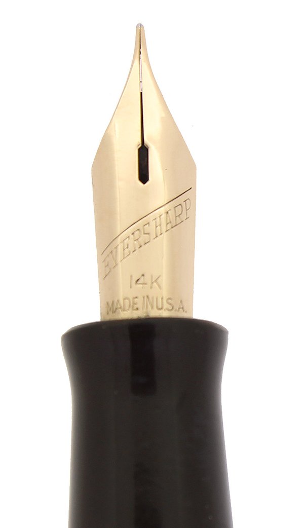 C1942 EVERSHARP SKYLINE GOLD CAP BLACK BARREL FOUNTAIN PEN SET NOS MINT STICKER OFFERED BY ANTIQUE DIGGER