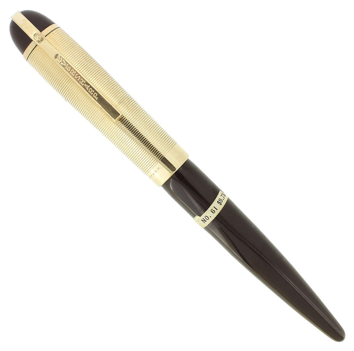 C1942 EVERSHARP SKYLINE GOLD CAP BROWN BARREL FOUNTAIN PEN NOS MINT STICKERED OFFERED BY ANTIQUE DIGGER