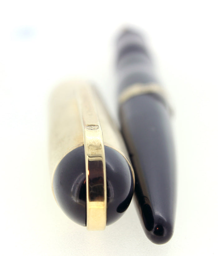 C1942 EVERSHARP SKYLINE GOLD CAP BROWN BARREL FOUNTAIN PEN NOS MINT STICKERED OFFERED BY ANTIQUE DIGGER