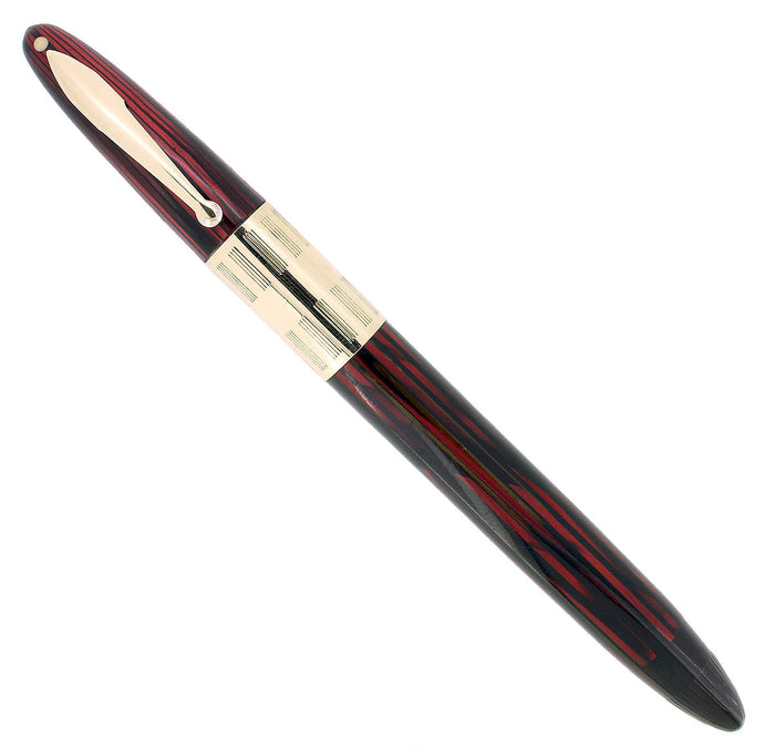 C1942 SHEAFFER CARMINE TRIUMPH LIFETIME FOUNTAIN PEN PLUNGER FILL RESTORED OFFERED BY ANTIQUE DIGGER