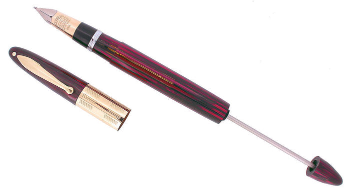 C1942 SHEAFFER CARMINE TRIUMPH LIFETIME FOUNTAIN PEN PLUNGER FILL RESTORED OFFERED BY ANTIQUE DIGGER