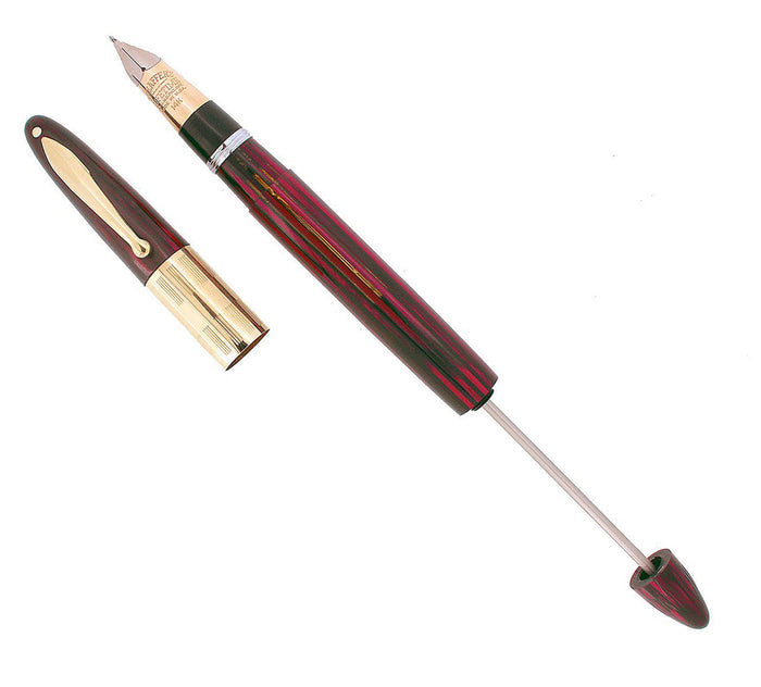 C1942 SHEAFFER CARMINE TRIUMPH LIFETIME NIB FOUNTAIN PEN PLUNGER FILLER RESTORED OFFERED BY ANTIQUE DIGGER