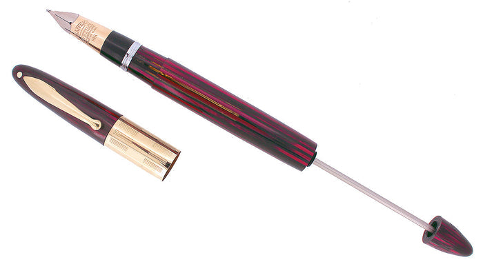 CIRCA 1942 SHEAFFER TRIUMPH CARMINE LIFETIME FOUNTAIN PEN PLUNGER FILL RESTORED OFFERED BY ANTIQUE DIGGER