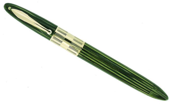 C1942 SHEAFFER MARINE GREEN TRIUMPH LIFETIME FOUNTAIN PEN PLUNGER FILL RESTORED OFFERED BY ANTIQUE DIGGER