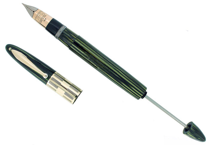 C1942 SHEAFFER MARINE GREEN TRIUMPH LIFETIME FOUNTAIN PEN PLUNGER FILL RESTORED OFFERED BY ANTIQUE DIGGER