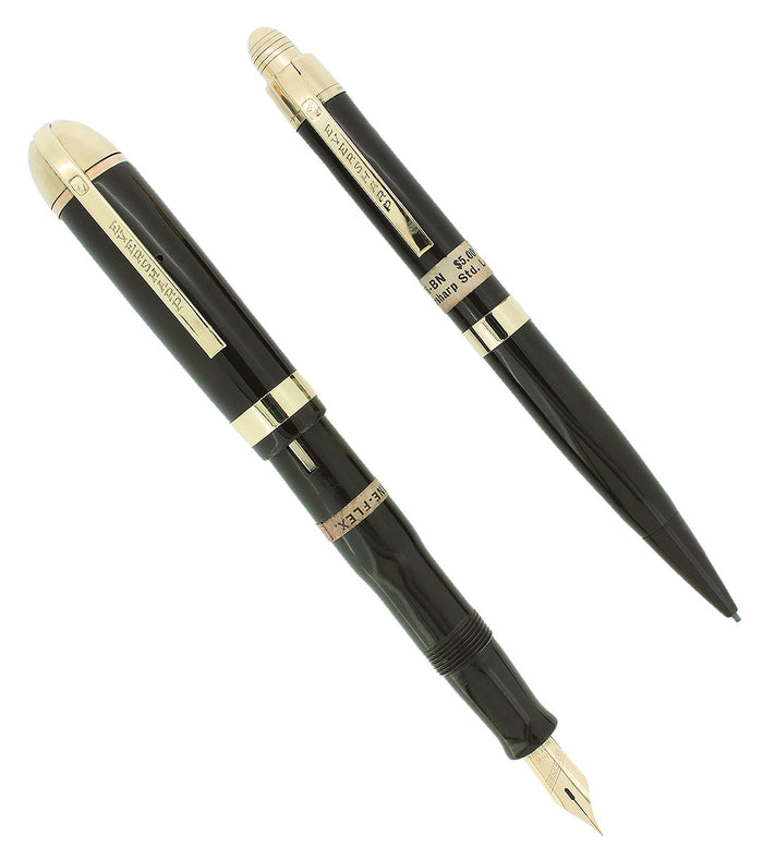 C1943 EVERSHARP SKYLINE BROWN FOUNTAIN PEN SET NOS MINT IN BOX STICKERED OFFERED BY ANTIQUE DIGGER