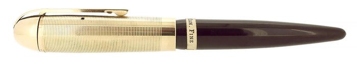 C1943 EVERSHARP SKYLINE GOLD CAPS BROWN BARREL FOUNTAIN PEN & PENCIL SET MINT STICKERED OFFERED BY ANTIQUE DIGGER