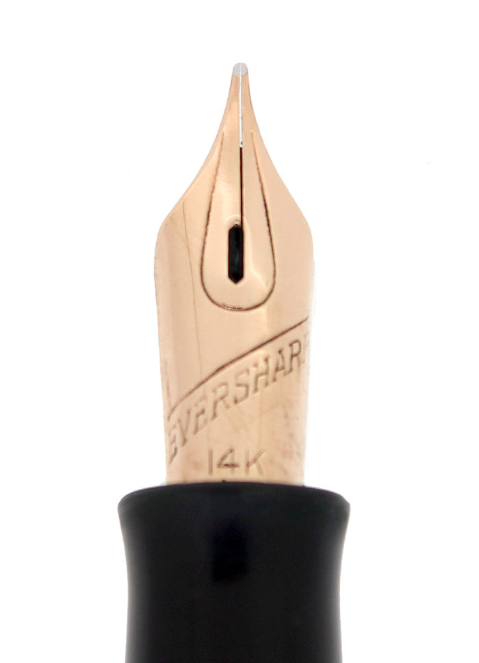 C1943 EVERSHARP SKYLINE GRAY MOIRE CELLULOID FOUNTAIN PEN RESTORED SMOOTH NIB OFFERED BY ANTIQUE DIGGER