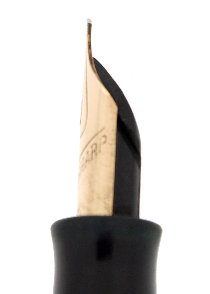 C1943 EVERSHARP SKYLINE GRAY MOIRE CELLULOID FOUNTAIN PEN RESTORED SMOOTH NIB OFFERED BY ANTIQUE DIGGER