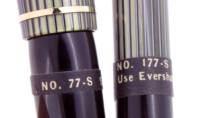 C1943 EVERSHARP SKYLINE GREEN STRIPE FOUNTAIN PEN SET NOS MINT IN BOX STICKERED OFFERED BY ANTIQUE DIGGER