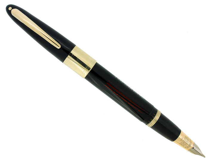 C1945 SHEAFFER LIFETIME 1250 JET BLACK FOUNTAIN PEN 14K TRIUMPH NIB RESTORED OFFERED BY ANTIQUE DIGGER