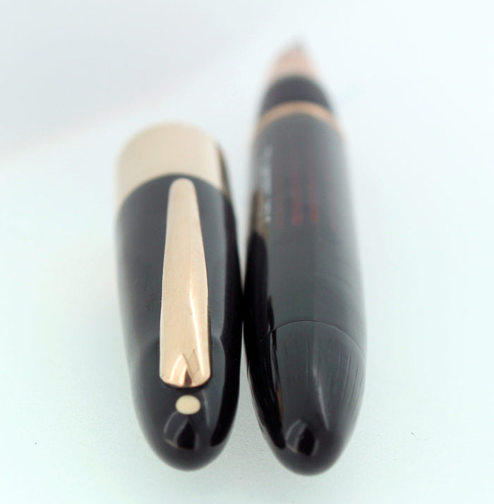C1945 SHEAFFER LIFETIME 1250 JET BLACK FOUNTAIN PEN 14K TRIUMPH NIB RESTORED OFFERED BY ANTIQUE DIGGER